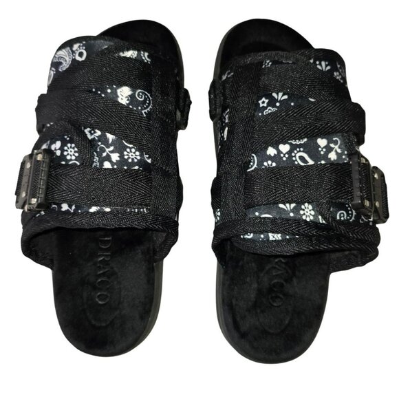 Draco Other - DRACO Slides Mens Shoes Size 5, 5.5, 6 Black Bandanna Sandals Bandana NEW + Bag